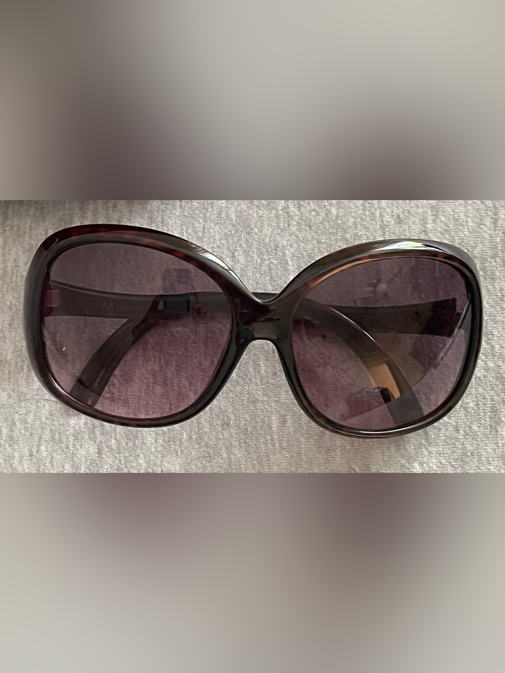 M by Modo Vintage Women's Oversized Reddish-Brown Checkered Sunglasses